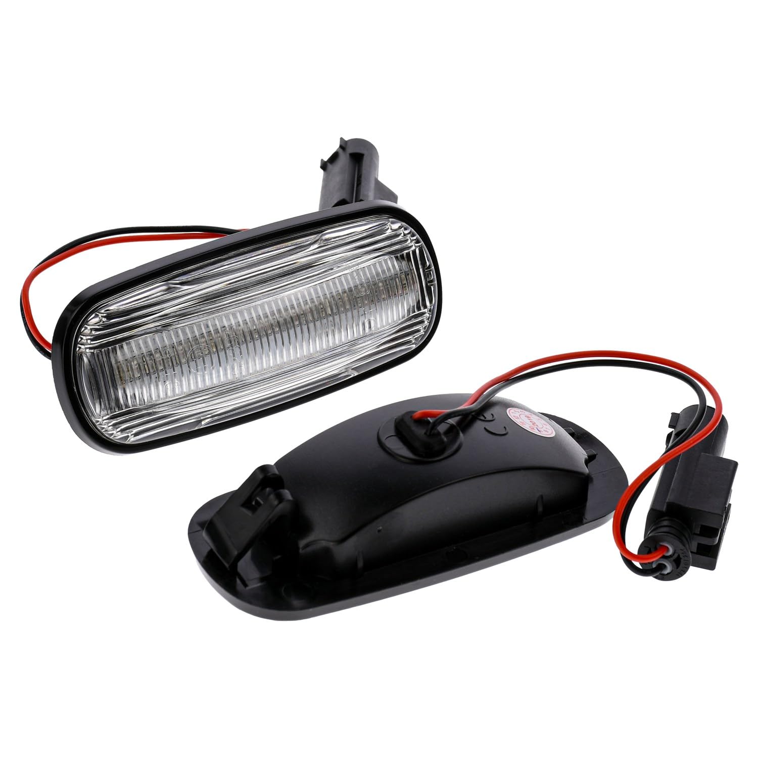 BRANDT Juego de intermitentes laterales LED para guardabarros + cable blanco apto para Land Rover Defender I Td5 Puma L316 Discovery II L318 Freelander I L314 MG ZS ZT ZT-T Rover 45 75