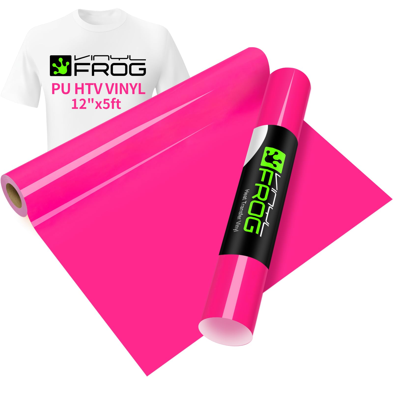 Vinyl Frog Hot Pink Iron On Vinyl Roll 12" x 5ft Hot Pink Iron On Vinyl for T Shirt Hot Stamping DIY Projects (Fuchsia) โ image 1