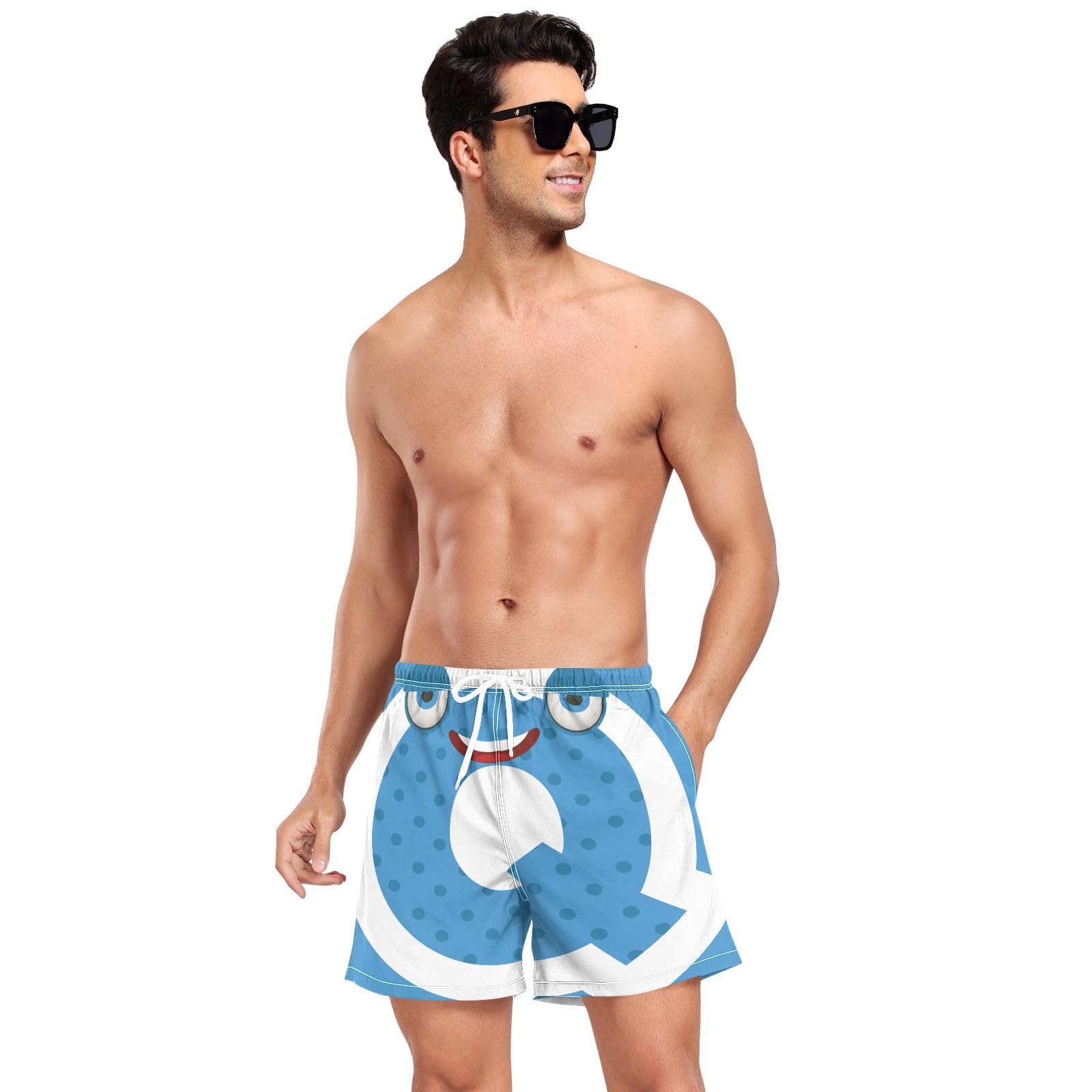 Yuiboo QMen Beach Shorts Men Double Layer Workout Shorts with Compression Liner and Pockets Beachwear Lightweight Multi