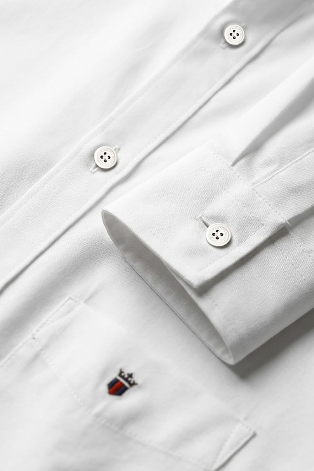 Louis Philippe Camicia da uomo casual slim fit Signature Oxford Easy Care Natural Stretch a maniche lunghe in cotone