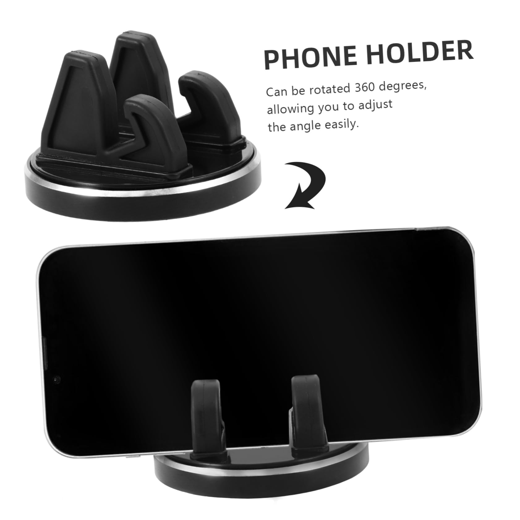 OSALADI 3pezzi Supporto Telefonico Rotante Silicone Per Auto e Casa Porta Smartphone Per Cruscotto Facile Da Utilizzare Nero