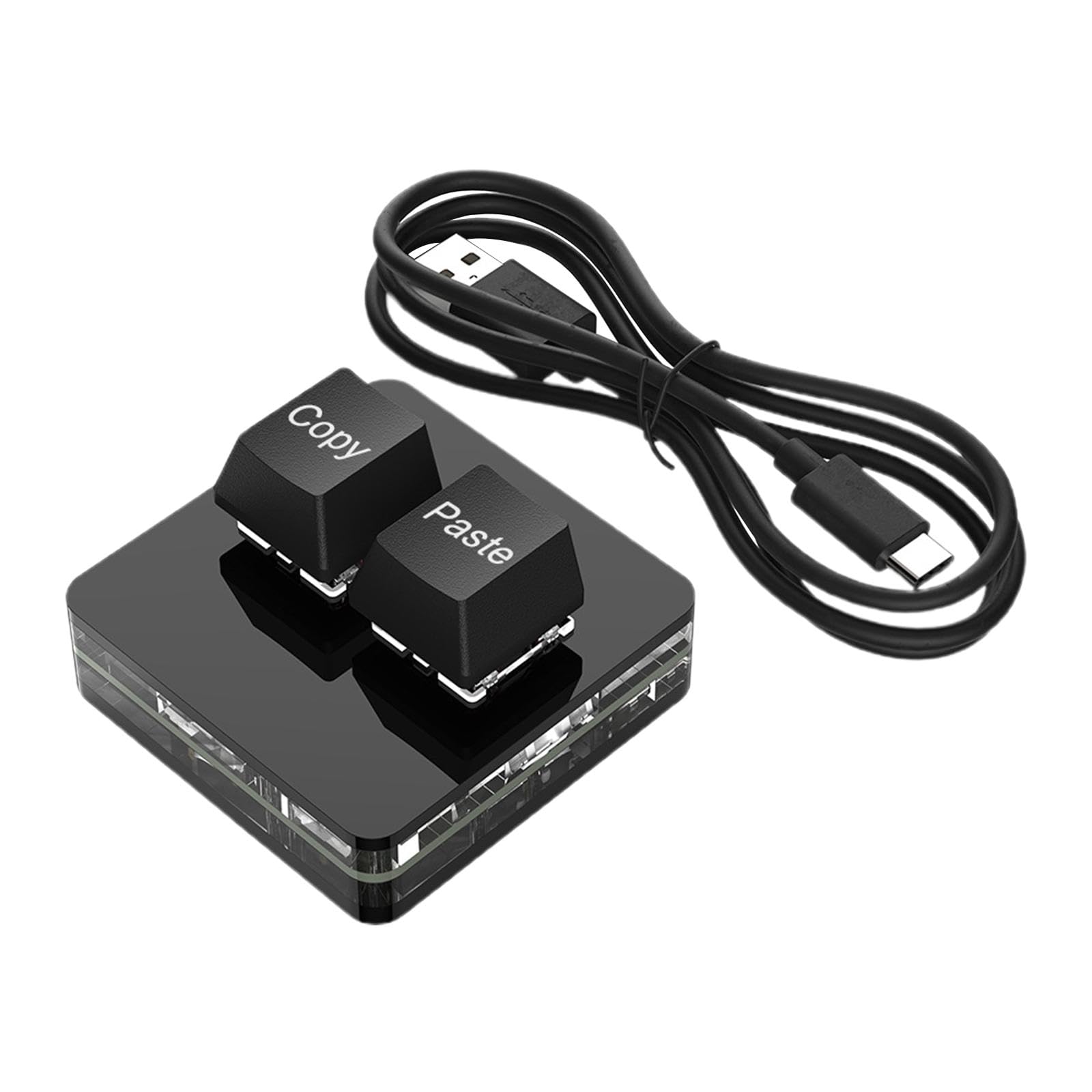 Copy and Paste 2 Key Keyboard RGB USB Mini Keyboard 2 Keys for Audio Drawing Black-image-3