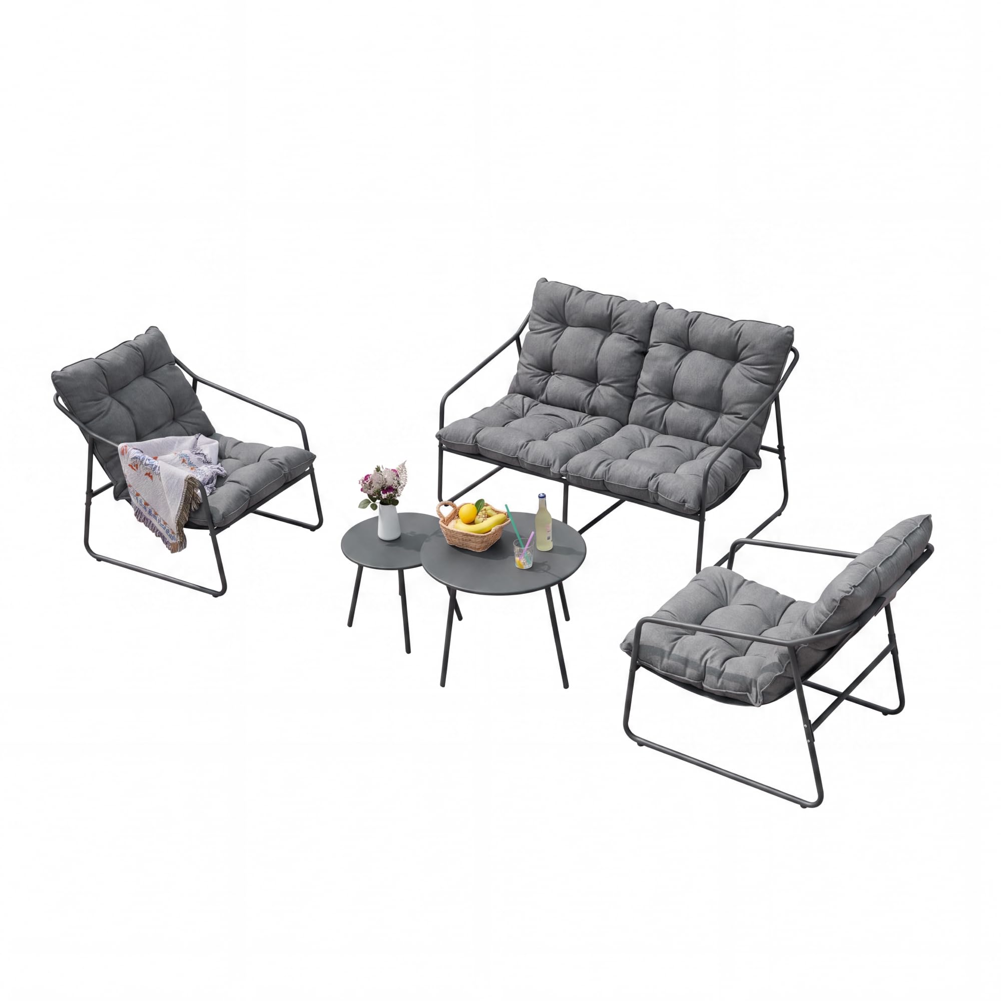 [en.casa] Set Salotto di 5 Mobili da Giardino Grigio Scuro