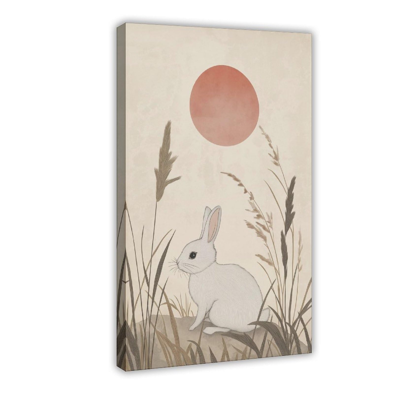 Bareronor Japanese Rabbit Poster Canvas Poster Bedroom Decor Landscape Office Room Decor Gift 12" L X 18" W
