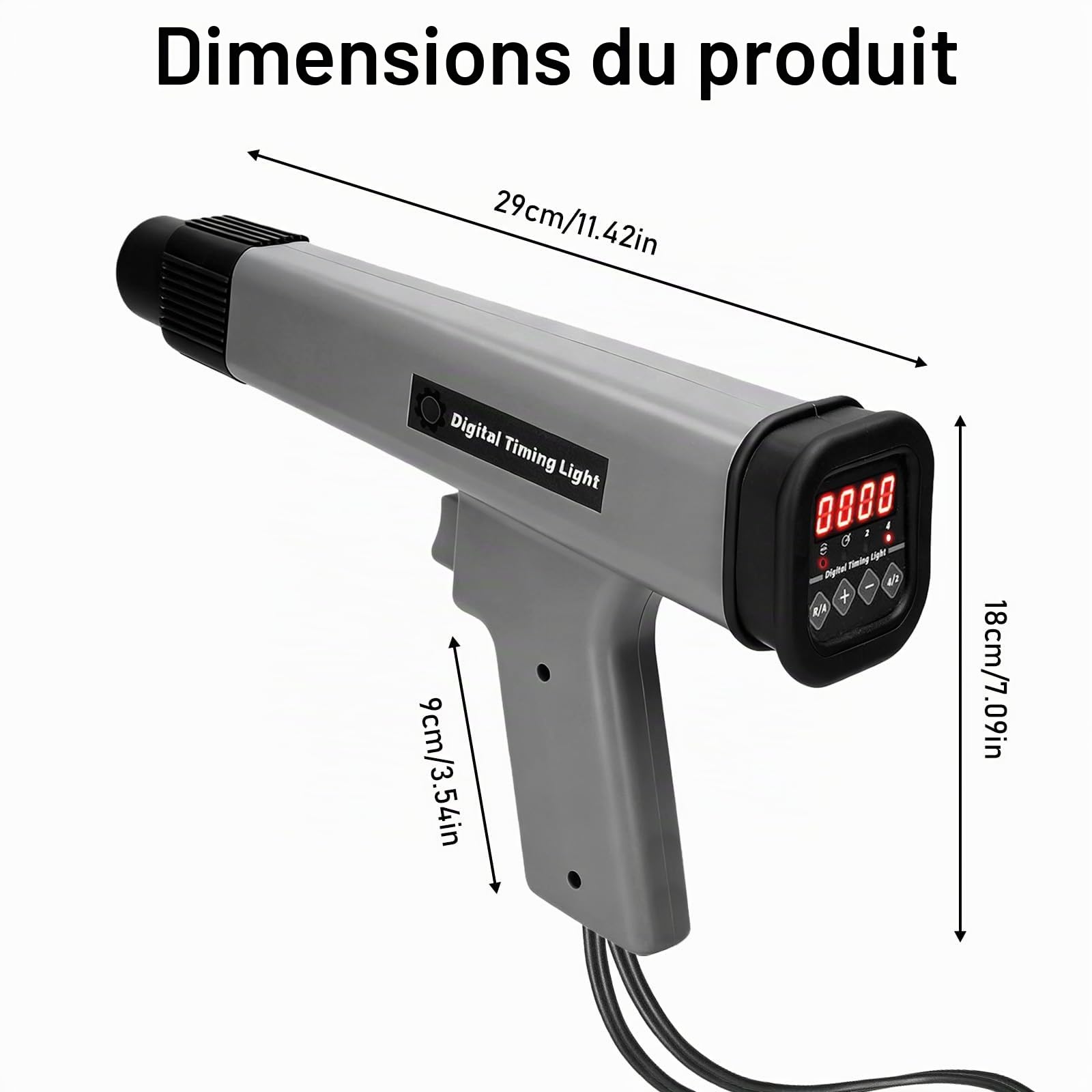Pistolet lumineux d'allumage avec affichage numérique LED, lampe stroboscopique 9-16 V, pistolet d'allumage avec pinces crocodiles robustes pour moteurs à essence à 2 temps et 4 temps, outil de