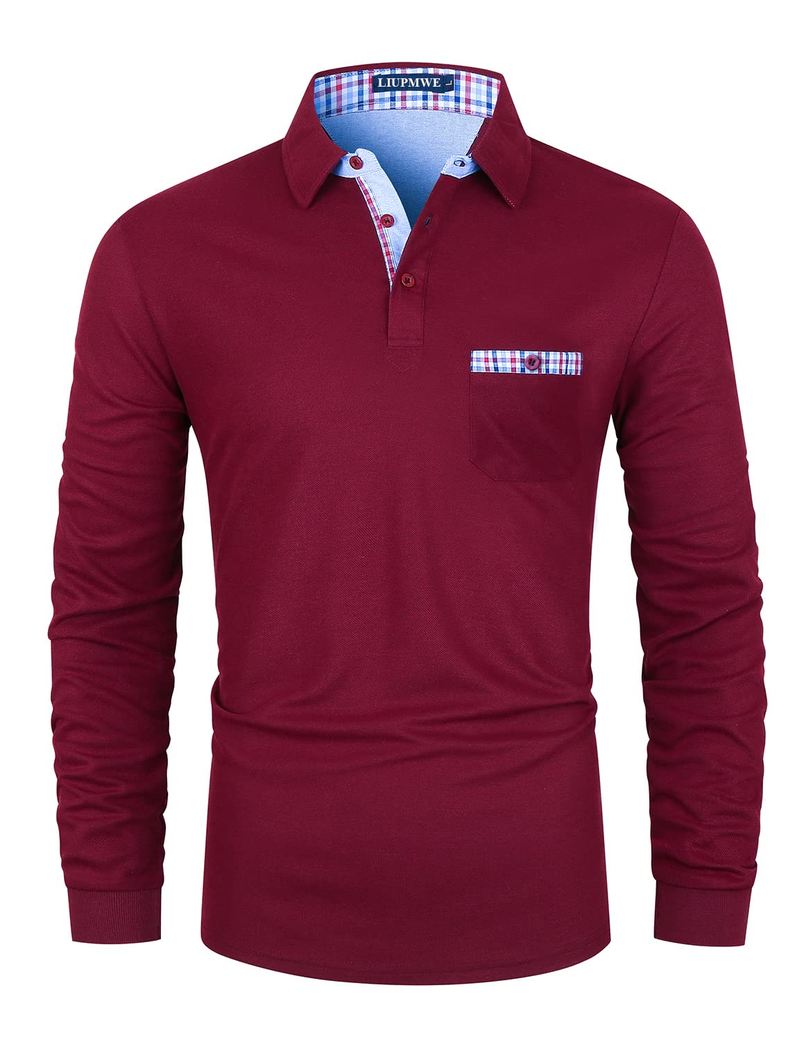 LIUPMWE Maniche Lunga Polo Uomo Pure Cotone Classic Basic Comfort Fashion Sport Top