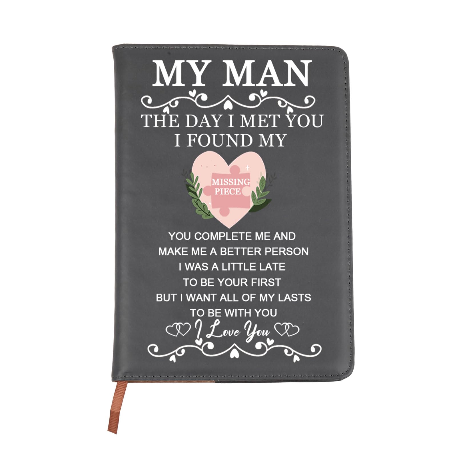 BNQL My Man Gift for Him Leather Notebook for Husband Gift from Wife Couple Gift for Birthday Anniversaries The Day I Met You Gift (my man notebook)