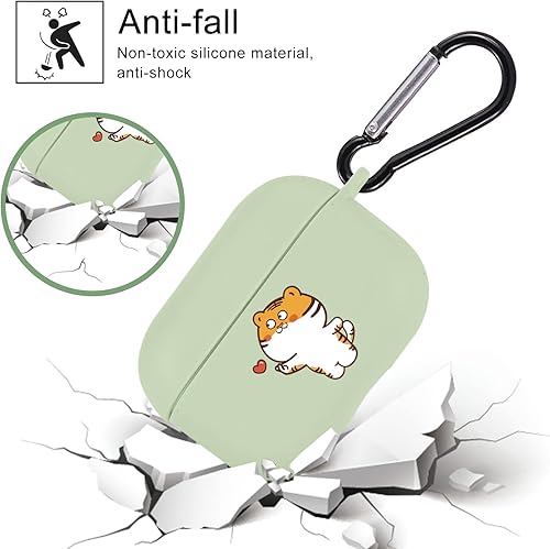 Miniatura 3 de JOYLAND Tiger - Funda para AirPods Pro con llavero, diseño de animales de dibujos animados, funda protectora de TPU suave compatible con AirPods de