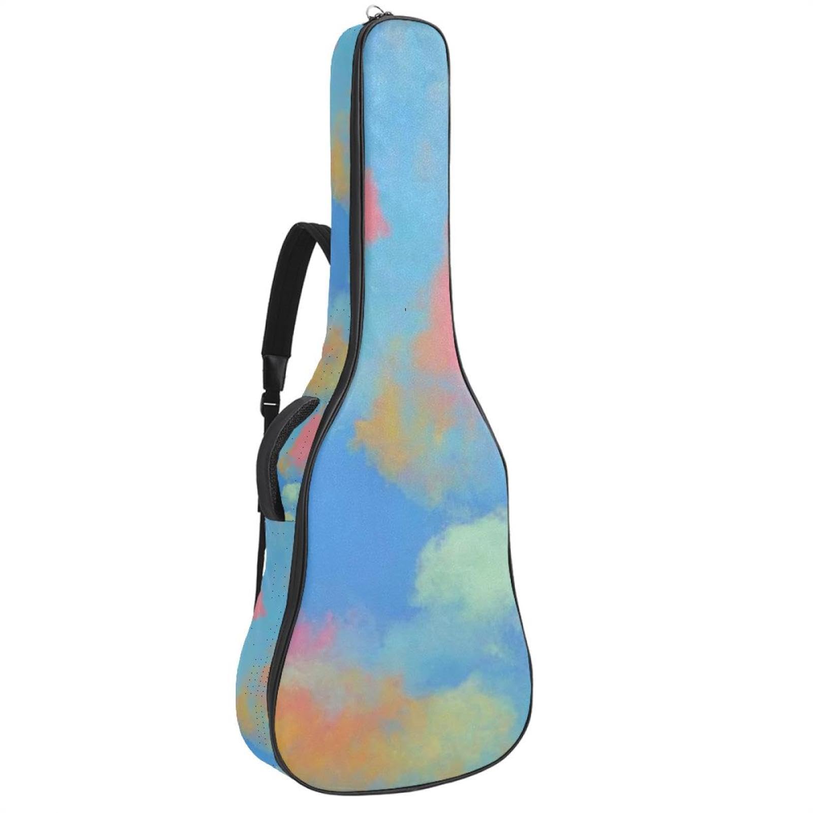 NUEAHEDN 40/41/42-inch Colorful Tie Dyeing Acoustic Guitar Bag With Adjustable Shoulder Strap And 2 Storage Bags. Guitar Bag With Back Hanging Loop, Electric, and Classical Guitars