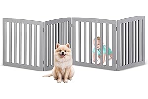 Foldable Freestanding ZENY 24 Inch Wooden Dog Gate