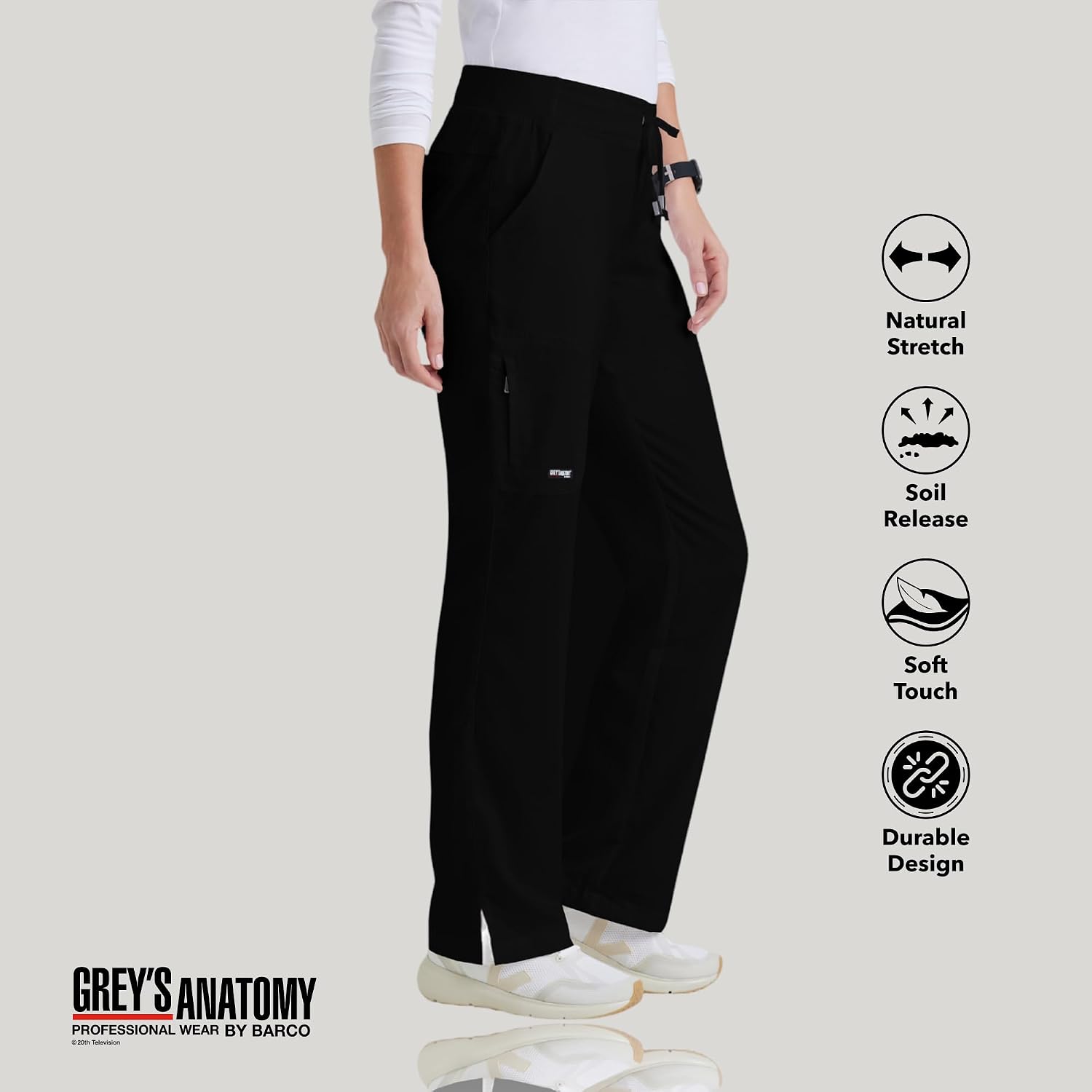BARCO Grey's Anatomy Scrubs - Mia Scrub Pant for Women, Elastic Back Waist, Low-Rise Shaped Leg Women's Scrub Pant