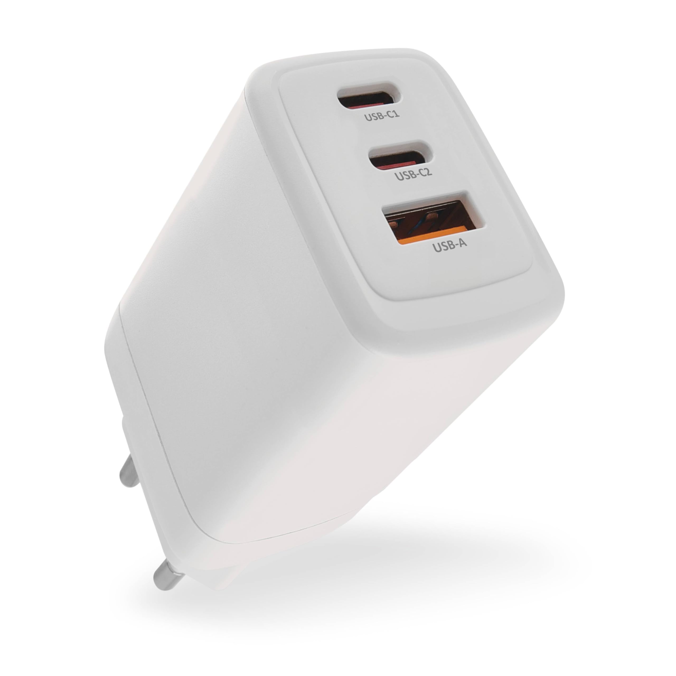 EMOS - USB-A/2xC Ladegerät PD 65W - dreifaches USB-Netzteil mit GaN Technologie - Euro-Adapter USB-C+A - 60W/65W-USB-Ladestecker PowerDelivery für Handy, Tablet, Notebook - 5-20 V, max. 3,25 A - Weiß