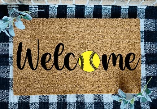 Front Door Mat Outdoor Welcome Softball Door Mat Softball Home Welcome Rug Softball Porch Decor Softball Rug Home Decor Softball Sports Rug Sports