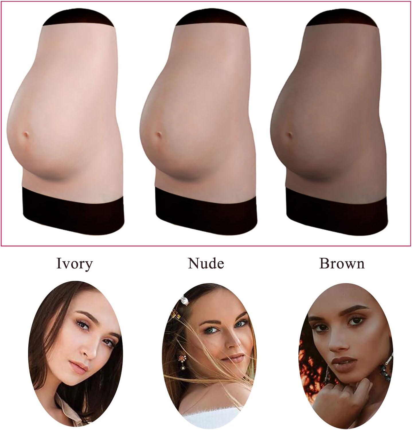 Silicone Pregnant Belly Fake Pregnancy Belly Realistic Artificial Tummy Belly for Actor Performance Maternity (Brown June)