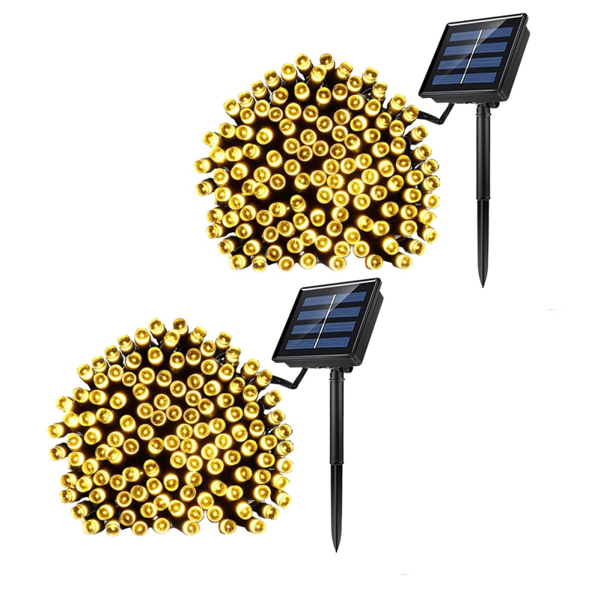 Solar LED Lichterkette 100 Led, 2 Stück, Weiß für Garten