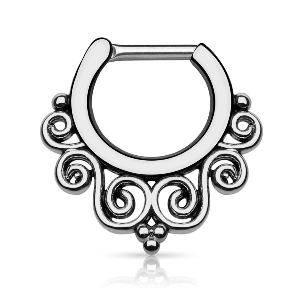 Pierced OwlPierced Owl - 16GA Stainless Steel Tribal Swirl Fan Septum Clicker Ring
