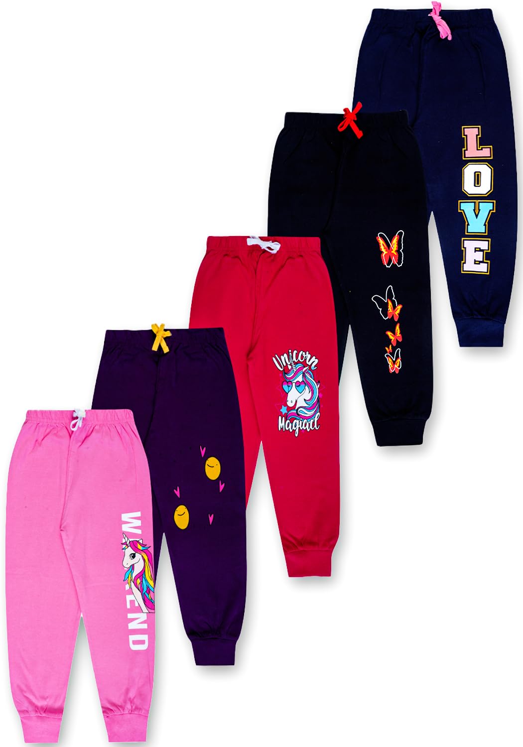 T2F girls Ribbed Track Pants (Pack of 5)