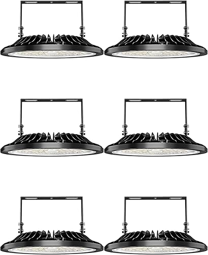 UFO - Luces LED de alta bahía de 200 W, 6 paquetes, luces LED superbrillantes de 20000 lm, luces LED de alta bahía de 6500 K, iluminación de alta