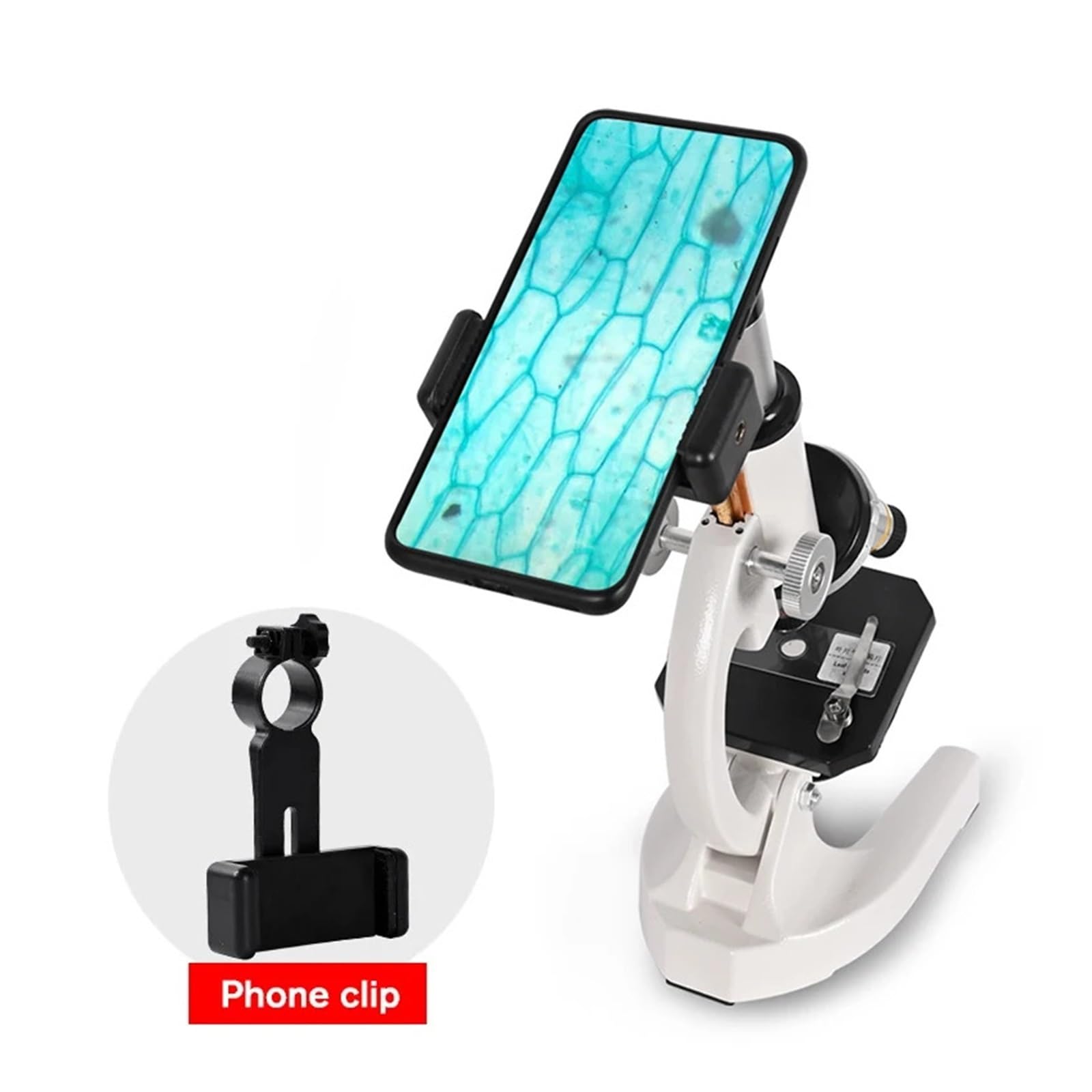 Microscopio biológico monocular de 40x-2000X for Estudiantes, educación, Laboratorio, HD, Luces LED, Soporte for teléfono móvil, Estudio, Vacaciones