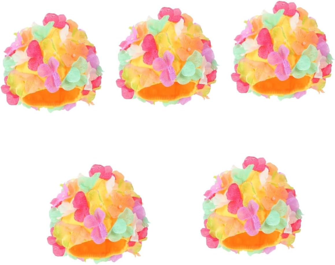 Mipcase 5pcs Flower Women's Swim Cap for Hair Comfortable and Stretchy Design Keeps Hair Dry for Swimming and Water Activities