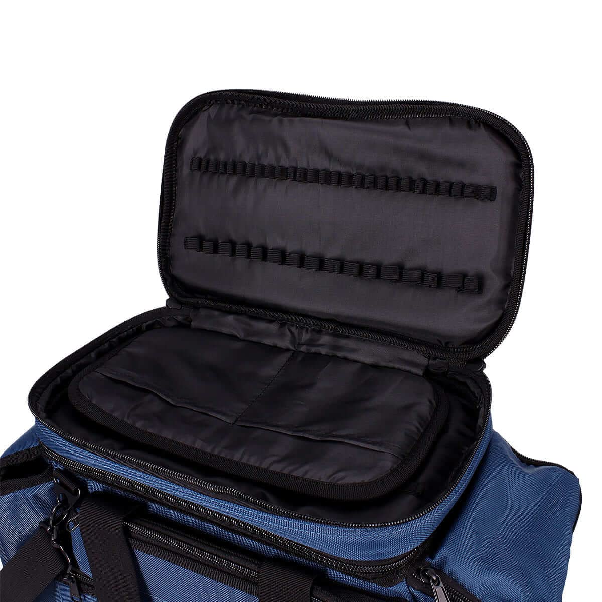"Doc Pack Arzttasche – viel Platz, 3-Fach gegen Nässe versiegelt, Mit Ampullarium, Handytasche, Dokumententasche (A5), Front- und Seitentaschen, Schultergurt, 40x21x28 cm (Marineblau)