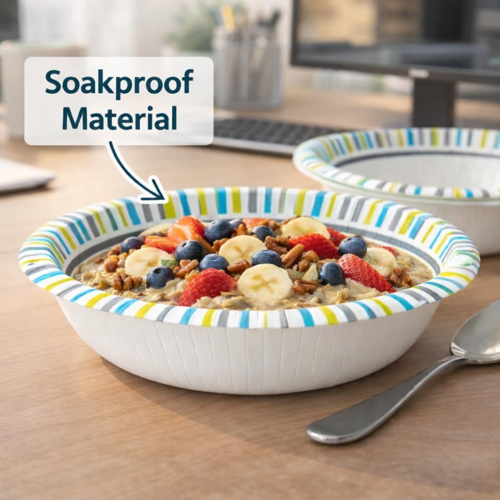 Jantle 12 oz Disposable Paper Bowls, 500 Pack Bulk Case, Soakproof Heavy Duty Bowls for Soup, Cereal, Ice Cream, Catering, Restaurants, Office & Party Supplies