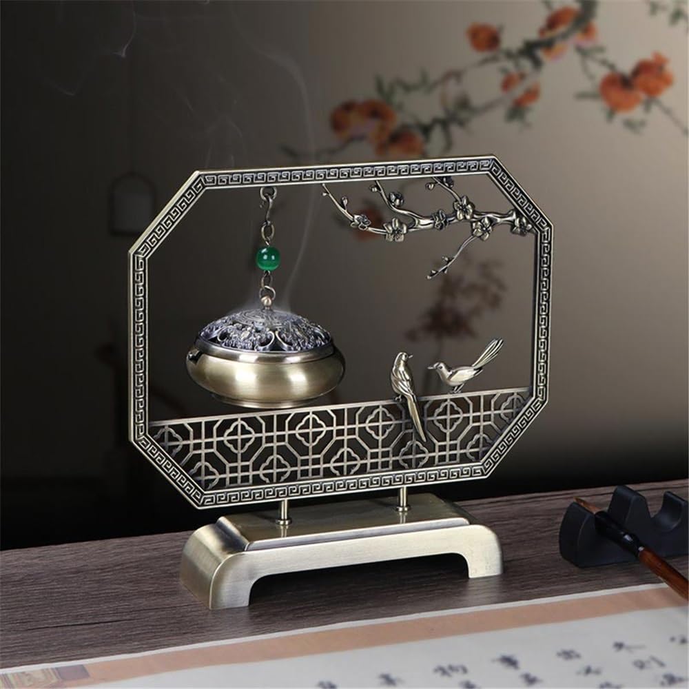 Bruciatore di incenso in lega rame alta qualità, ornamento decorativo for interni, porta sospeso