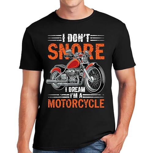 Darkwear Divertente maglietta con scritta "I Don't Snore I Dream I'm A Motorcycle Snoring", da motociclista, scherzo, Maglietta nera, M