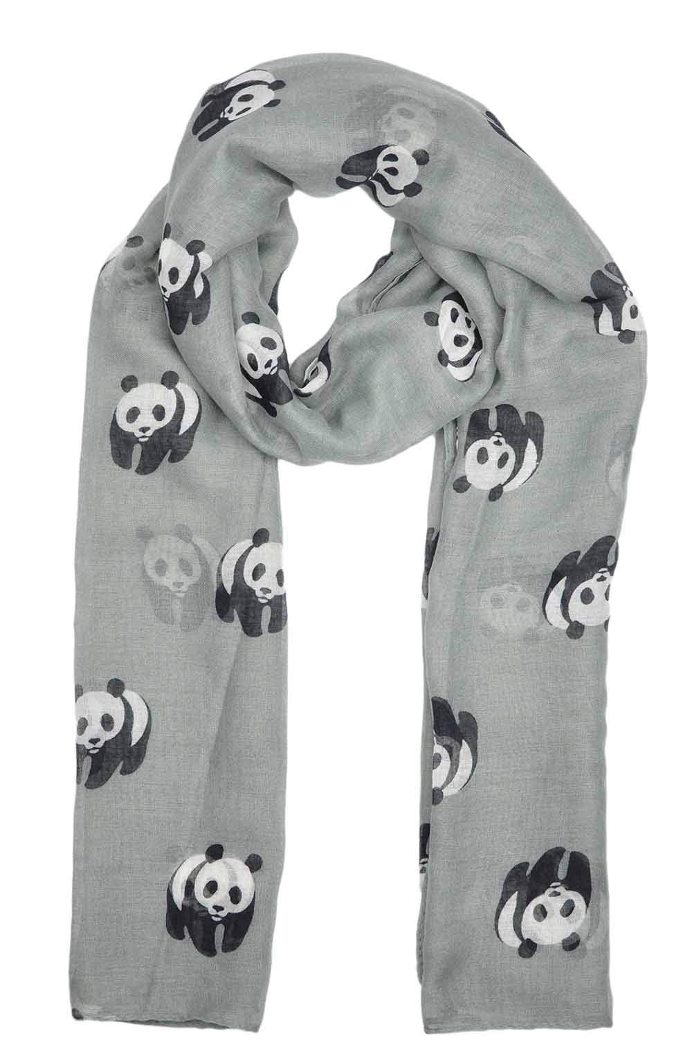 Rising Valley Limited Ladies Women's Panda on Branch Print Scarf Wraps Shawl Soft Scarves (Grey)