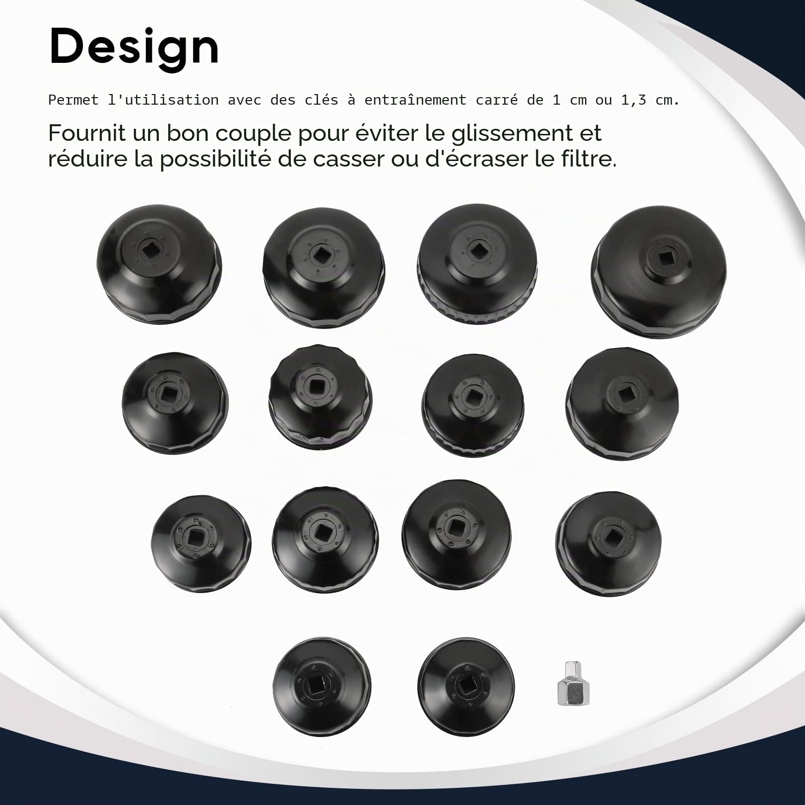ATPEAM Kit 15 Pièces Clé Filtre à Huile Universel avec Cloche Filtre à Huile et Adaptateurs