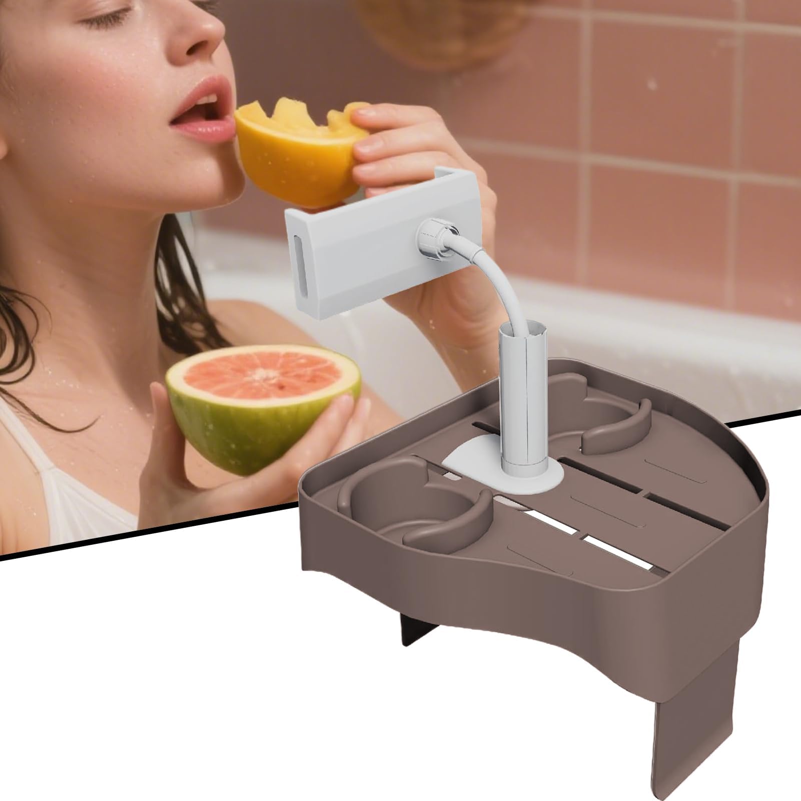 Bandeja flotante multifuncional para bebidas con 2 portavasos, ajustable, antideslizante, para piscina y bañera, almacenamiento perfecto para bebidas y aperitivos