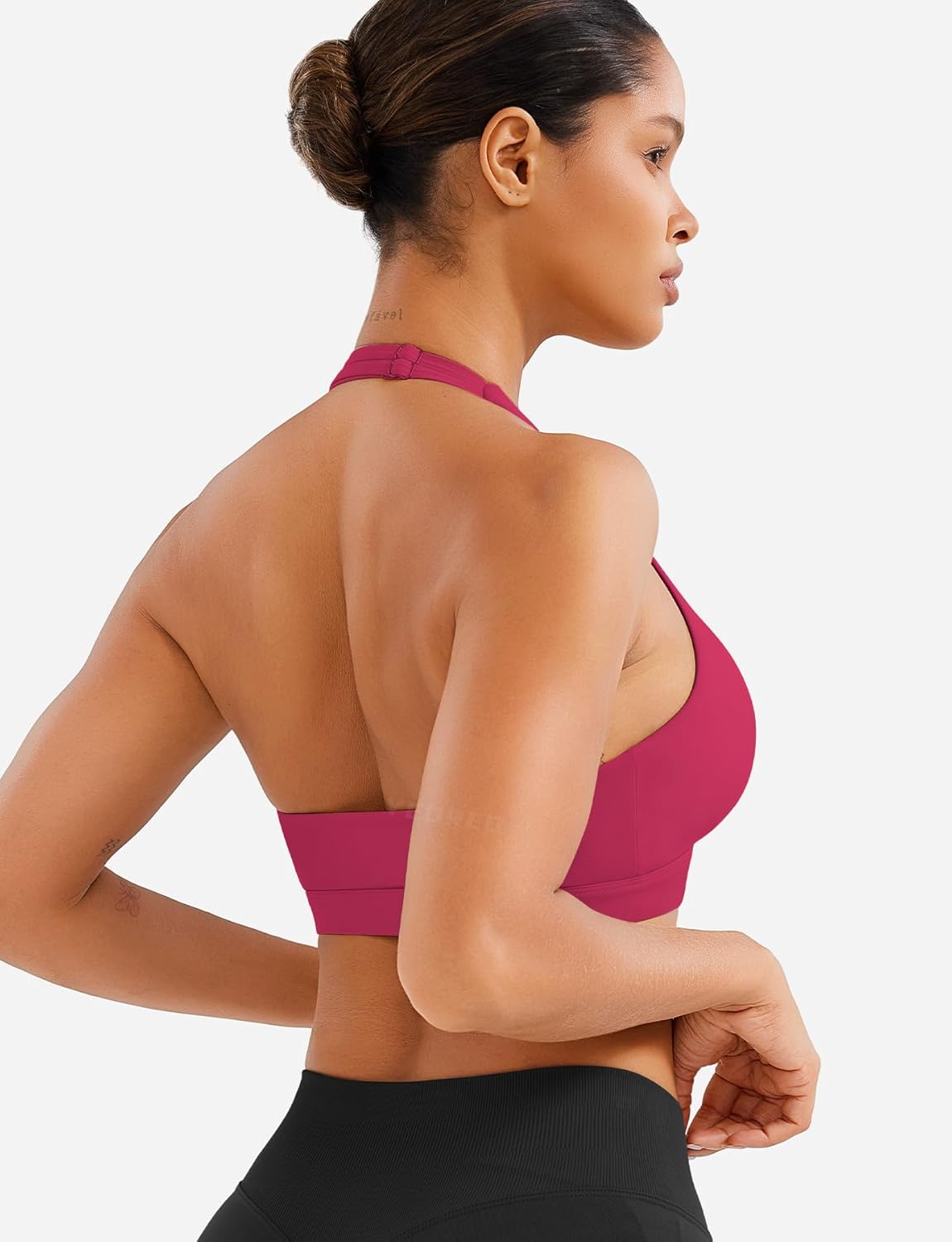 YEOREO LuxFlow Cross Over Workout Halter Sports Bra for Women Backless Gym Bra Padded - Image 5