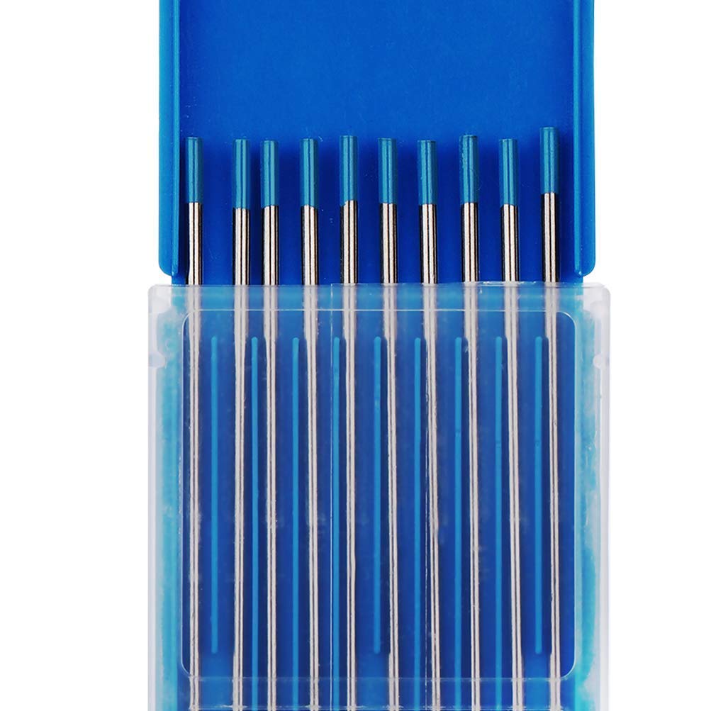 TEN-HIGH Électrodes en tungstène TIG, 2% de Lanthane, WL20 (Bleu), 2,4 mm x 150 mm de 10 pièces par paquet