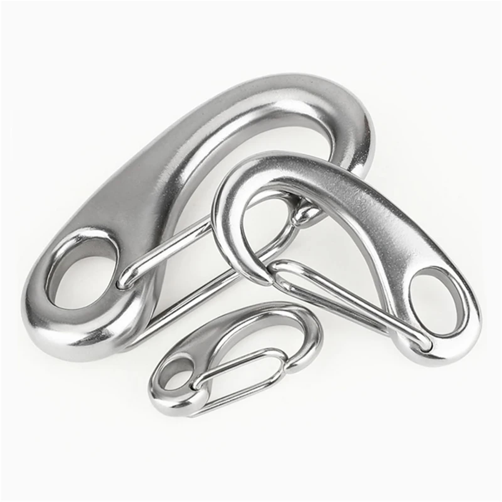 Moschettone a molla multifunzionale a forma di uovo in acciaio inossidabile 316 Moschettone for cintura da campeggio for escursionismo marino Gancio a sgancio rapido ﻿(100mm)