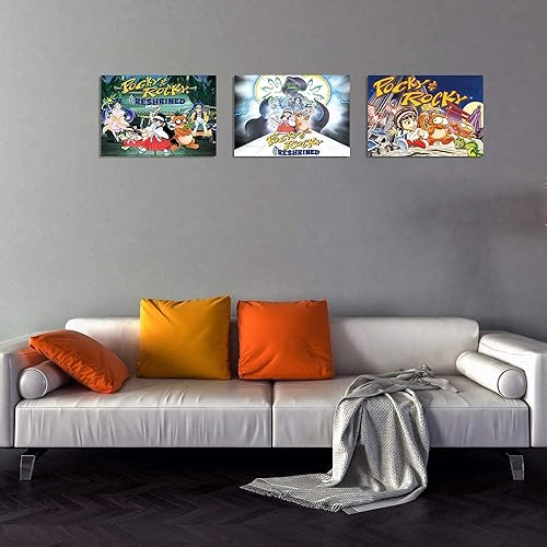 Miniatura 5 de GKIKZ Pocky and Rocky Poster, 3 PcsSet Gift Ideas, Teen Game Series Posters, for Home Bedroom Hallway and Dorm Wall Decor, Simple and Personalized
