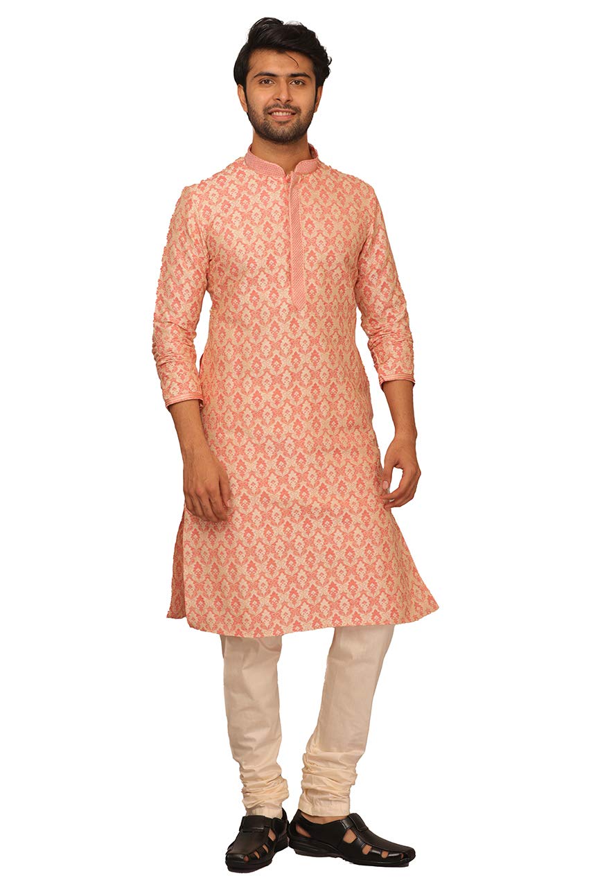 manyavar Men's Jacquard Embroidered Kurta Set (2pcs)-picture-10