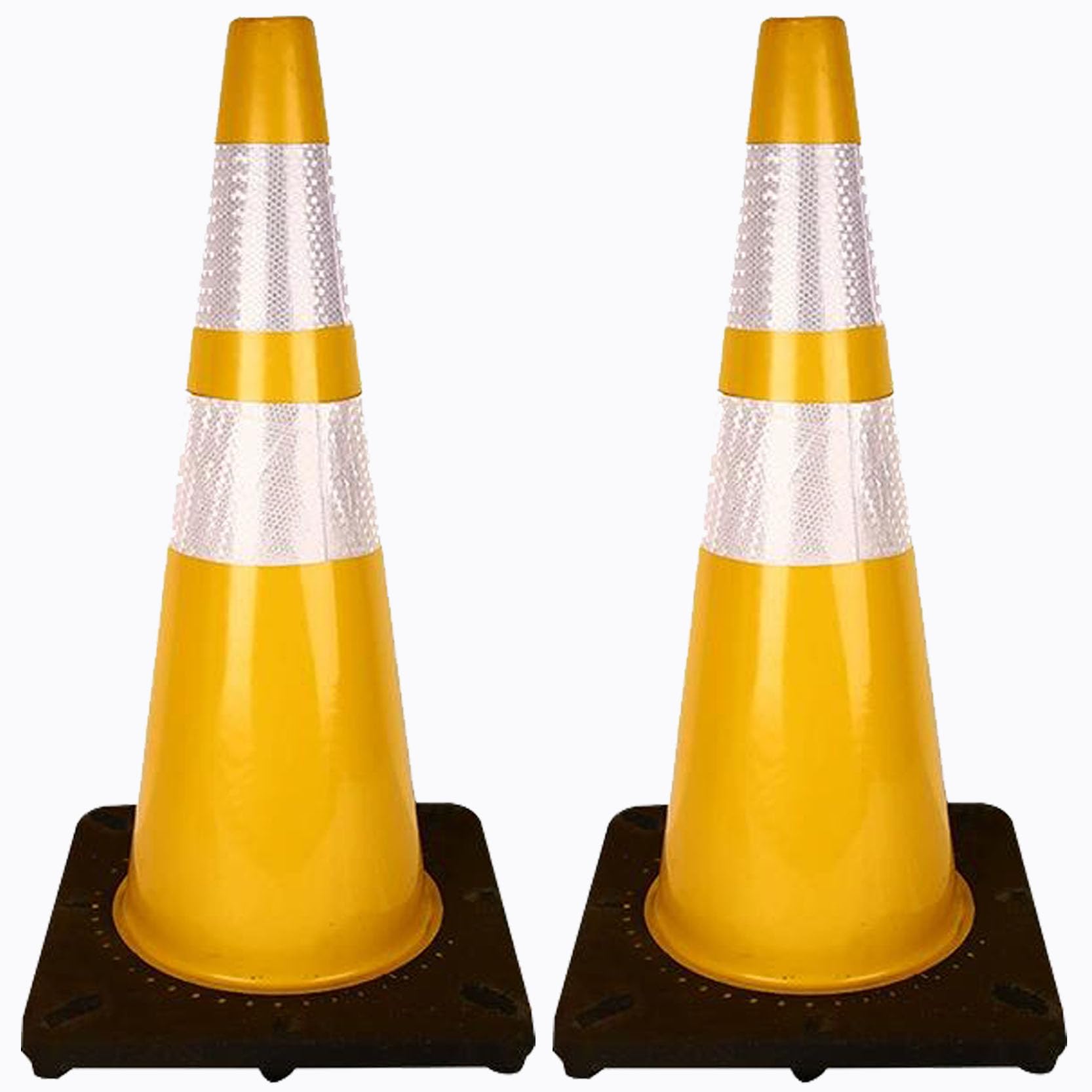 Cône de Signalisation Multi-Usages Pliable Cône de Sécurité Jaune avec Collerette Réfléchissante et Ruban de Signalisation Supplémentaire pour Parking(Color:2pack)