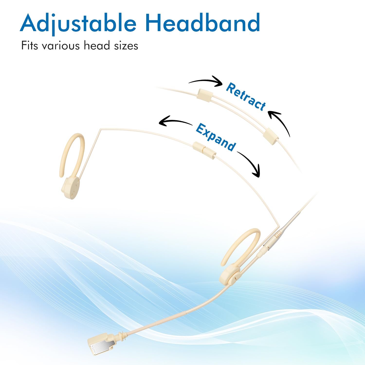 KIMAFUN Microfono Headset ad Archetto con Fascia Regolabile, Microfono a Condensatore Leggero e Professionale, Compatibile con Audio-Technica Trasmettitore Bodypack Wireless, HC-800-T4