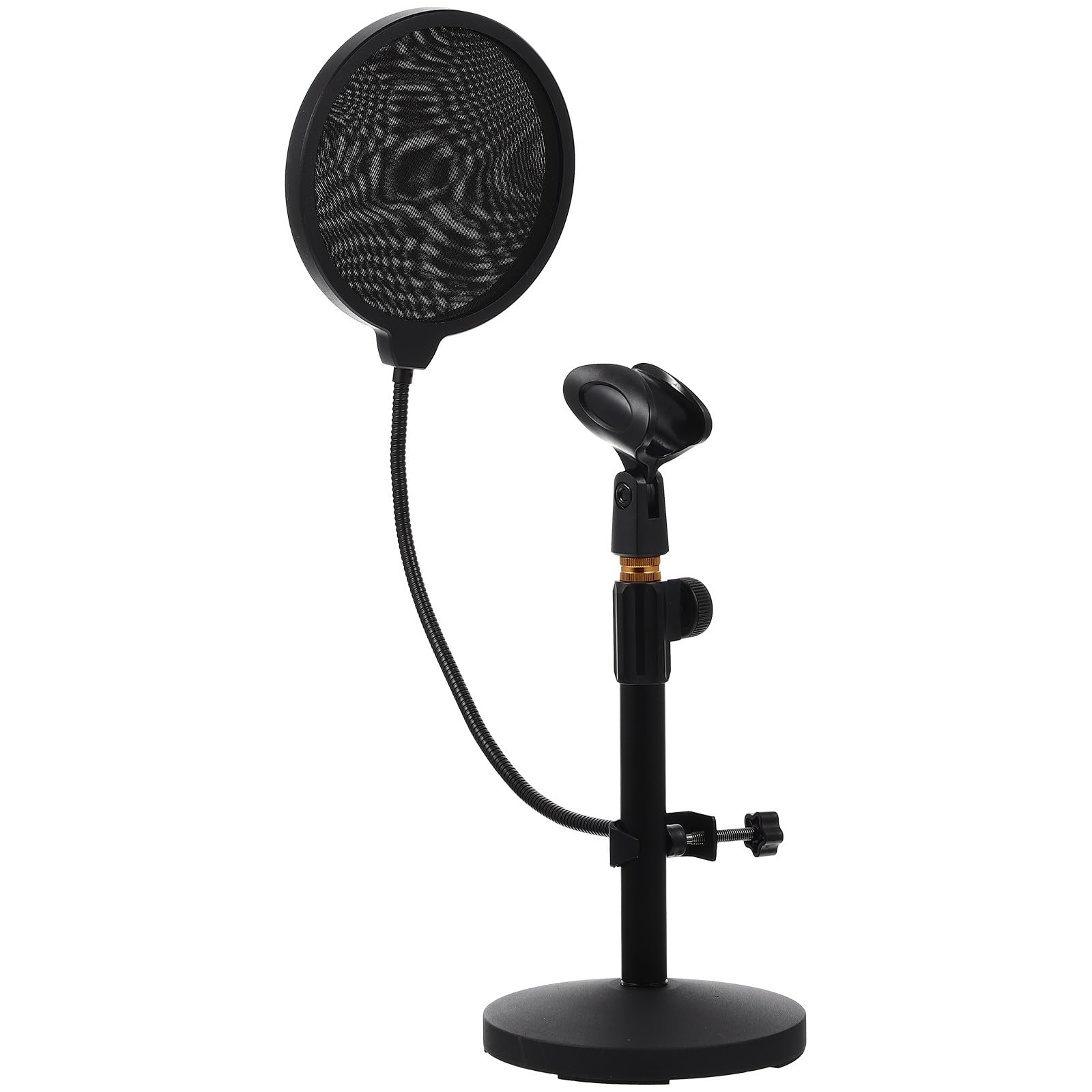 GLEAVI Soporte para Micrófono de Mesa Ajustable Negro 290-395mm con Clip y Filtro Antipop para Podcast Grabación y Streaming Profesional