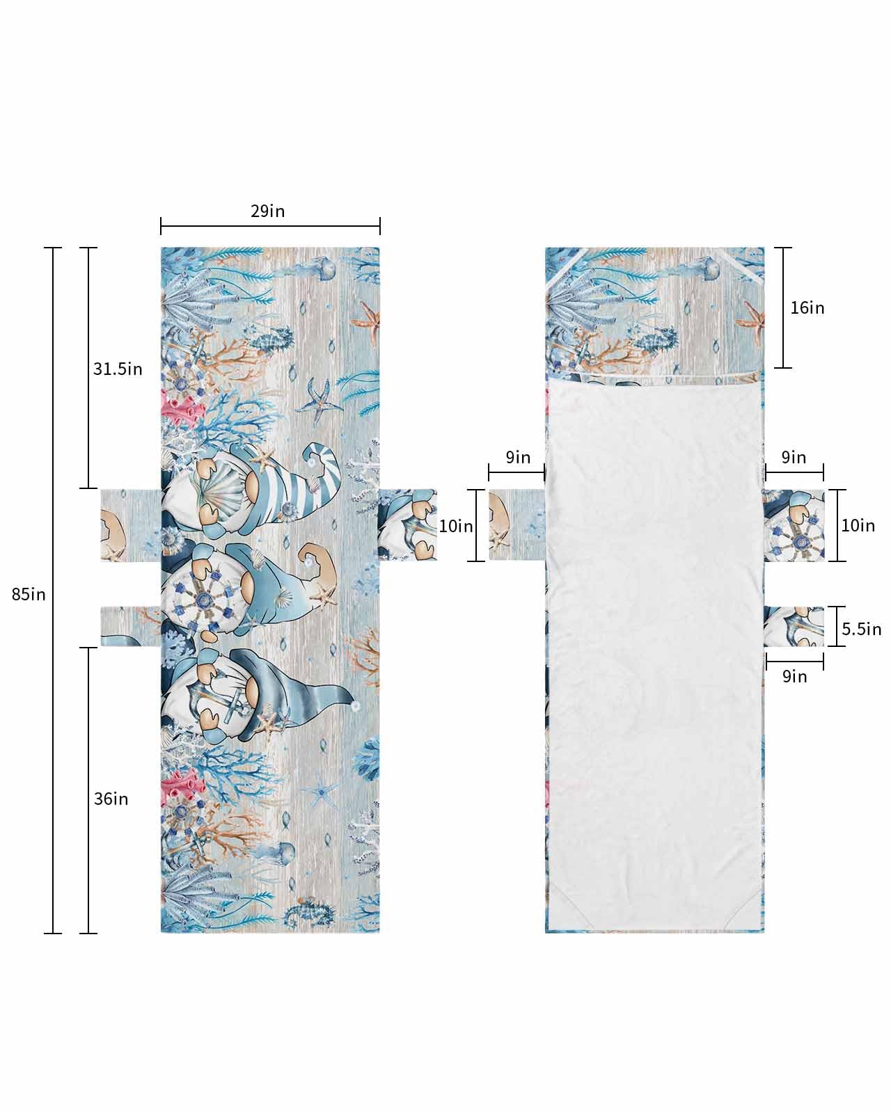 Coastal Gnomes Beach Chair Cover with Side Pockets,Microfiber & Quick Dry Pool Chaise Lounge Chair Towels Covers for Sun Sunbathing Patio Garden,Retro Nautical Anchor Jellyfish Starfish Coral Blue