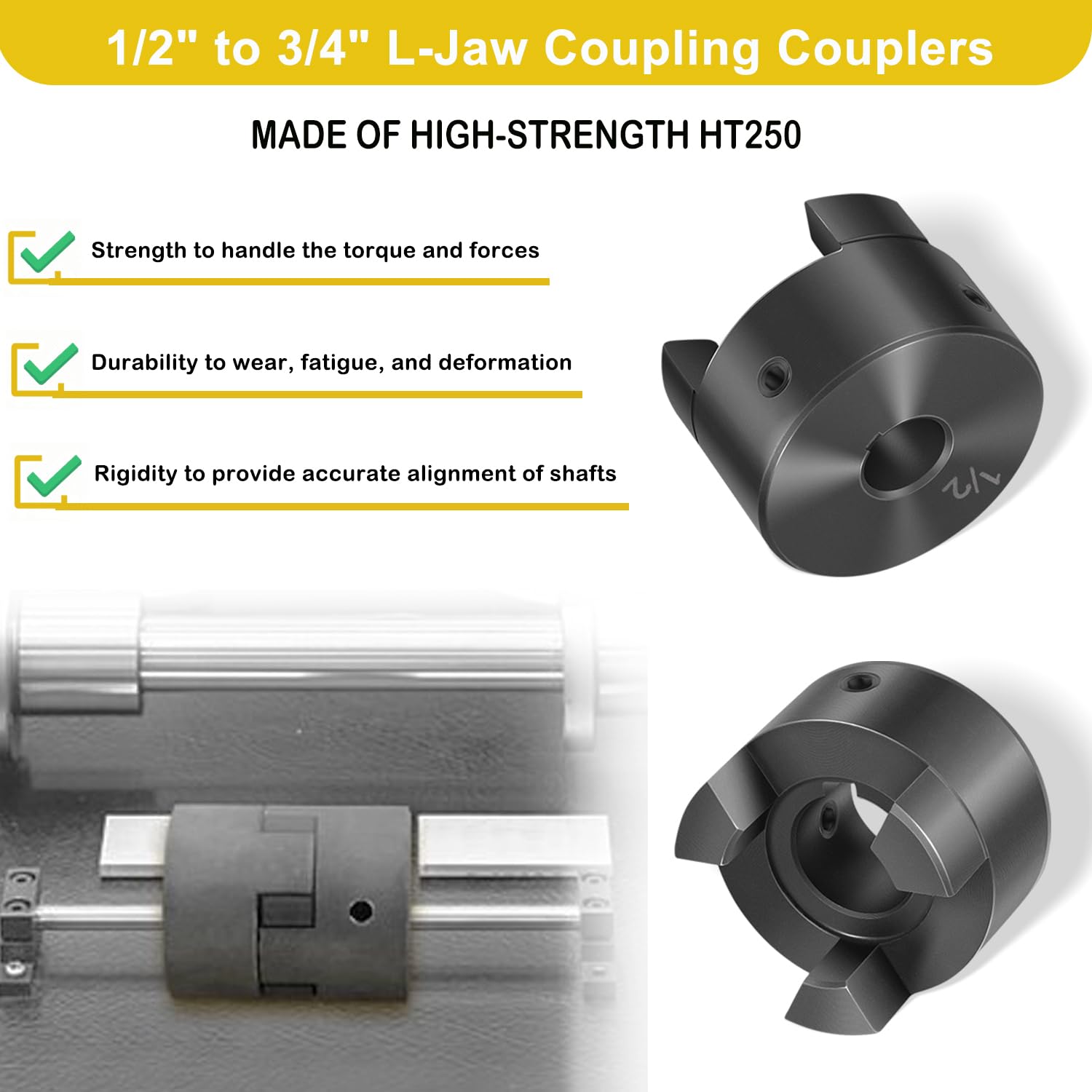 Flexible Couplings - 3-Piece L-Jaw Set -4 Flexible Couplings - 3-Piece L-Jaw Set -4