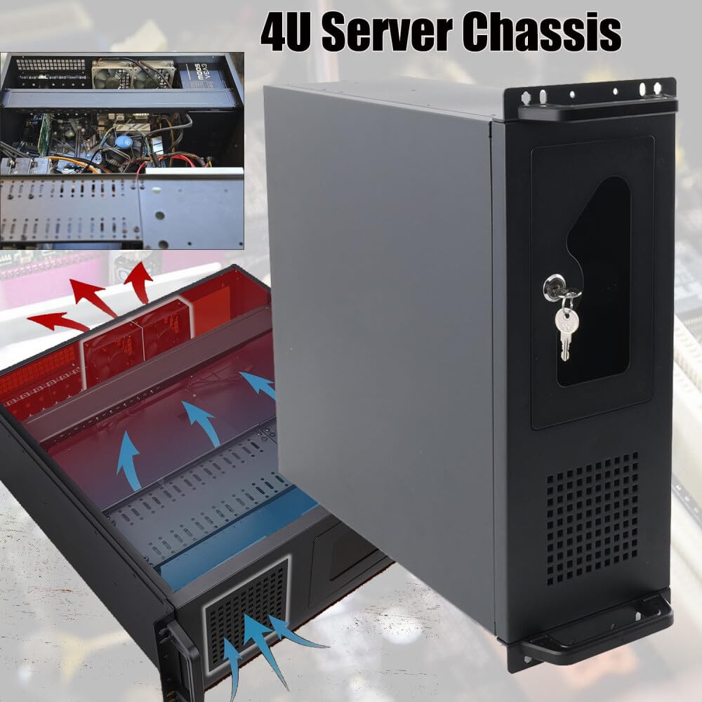 Armadio di Rete 4U Armadio per Server di Rete con Montaggio a Parete, 450x430x177mm Rack per Server per Apparecchiature IT di Rete, Audio e Video, Nero