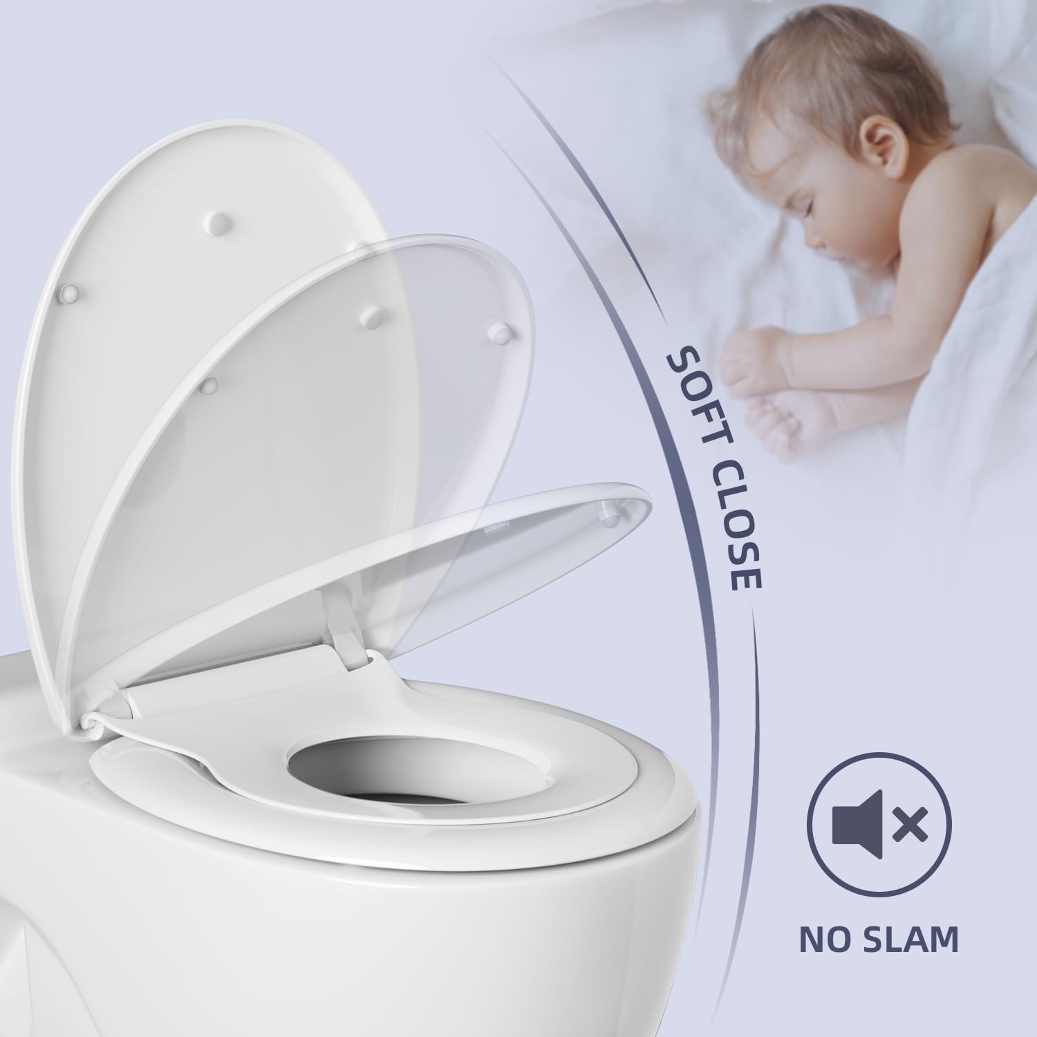 Family Toilet Seat, Toilet Seat With Magnetic Child Seat, Fall Brake And Adjustable Hinge - View #8