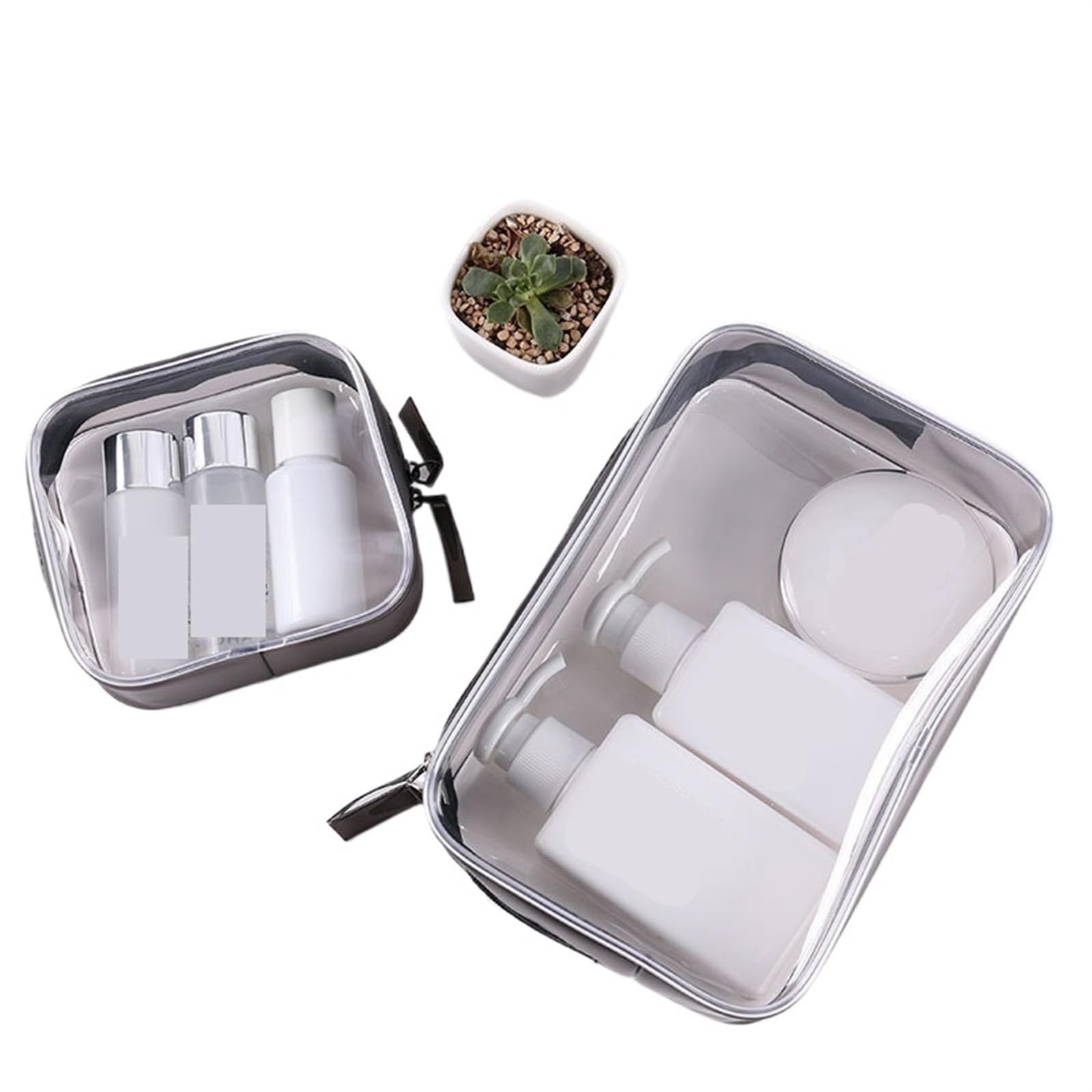 Beauty Trasparente da Viaggio Borsa cosmetica Trasparente in PVC, Borsa da Bagno, Borsa da Viaggio, Borsa Multifunzione, Borsa cosmetica, Scatola degli Attrezzi(Gray Group)