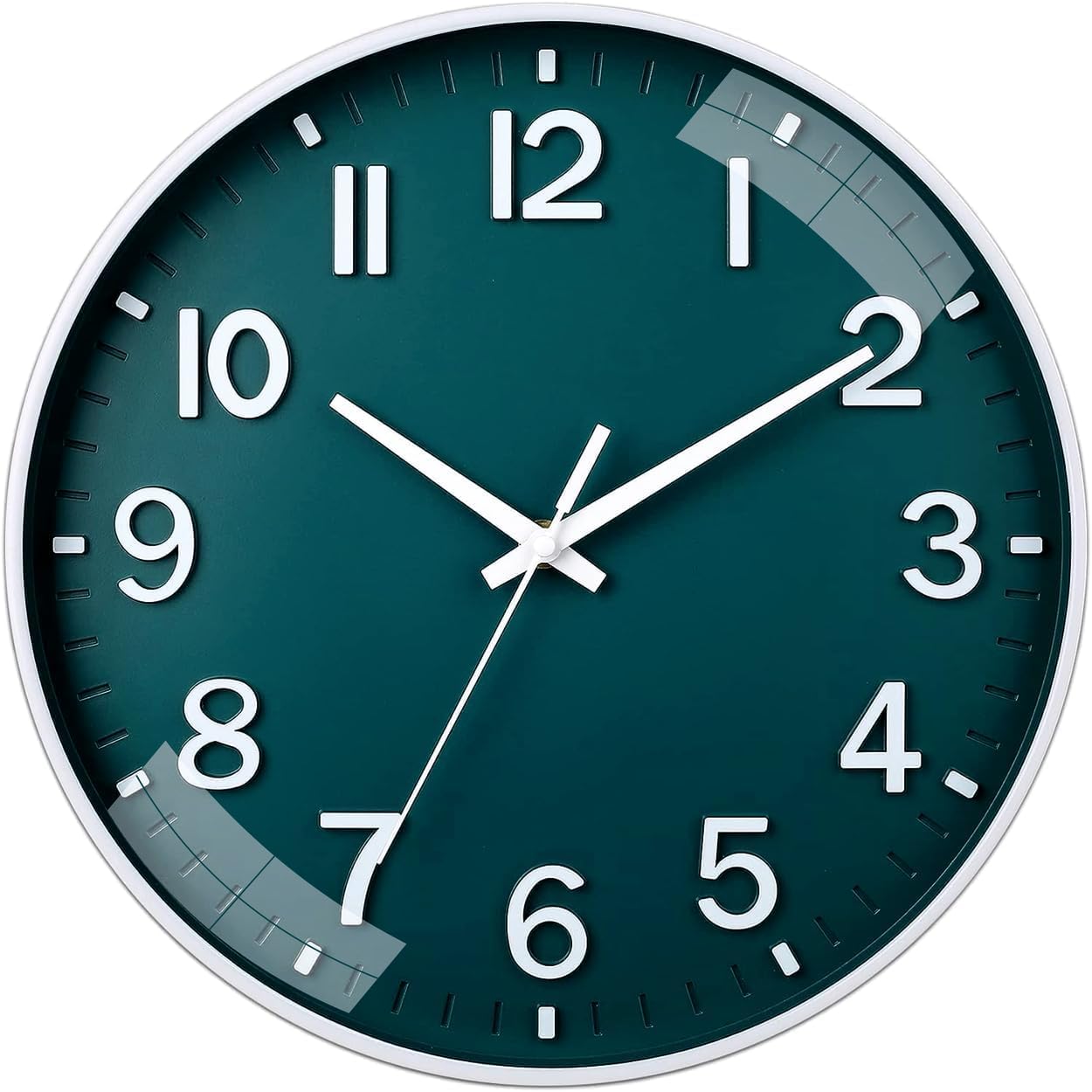 TEKCOOL Plastic Wall Clock 12" Silent Quartz Decorative Latest Wall Clock Non-Ticking ClassicClock Battery Operated Round Easy to Read for Room/Home/Kitchen/Bedroom/Office/School,32Wx5H(Green),Analog