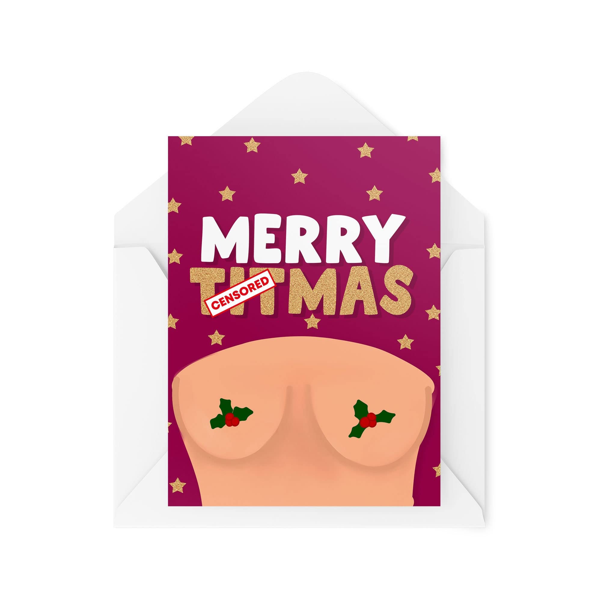Funny Novelty Christmas Cards | Merry Titmas | Boobies Cheeky Christmas Present Xmas Celebration | Banter Joke Funny | CBH1392