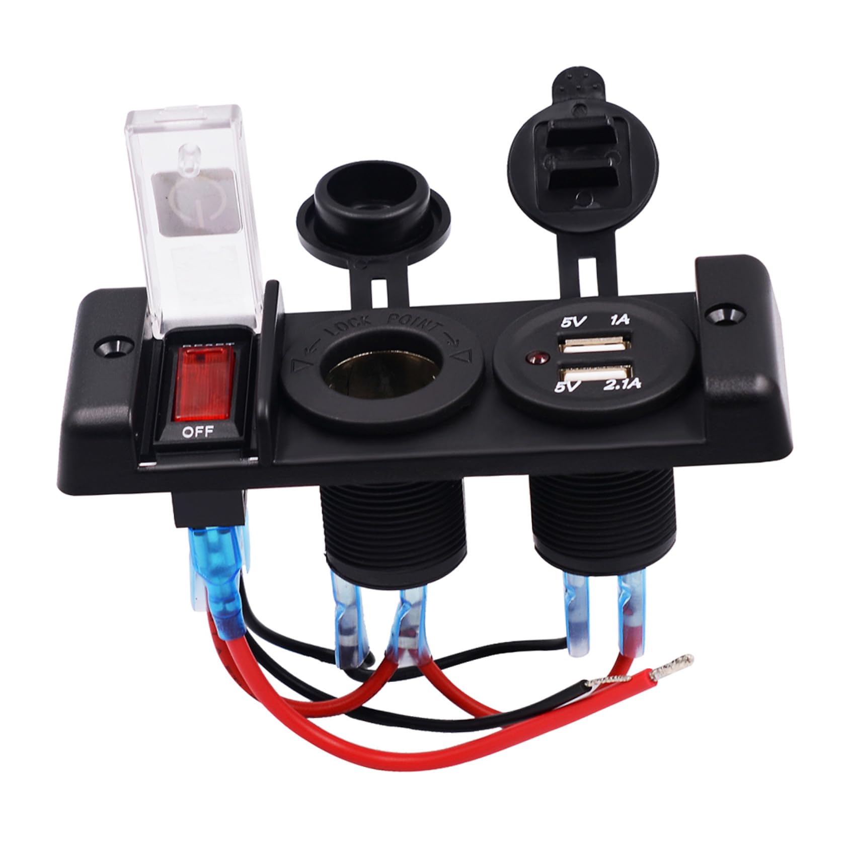 Prise Allume-cigare Chargeur USB Double 12-24 V en Abs Noir