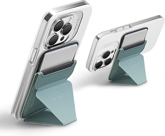 MOFT Snap Magnetic Phone Stand Magsafe Compatible Wallet for iPhone 15 14 13 12 Series, with 3 Viewing Angles, Enhanced Magnetic Strength, 2-3 Card Holder, Lake Green