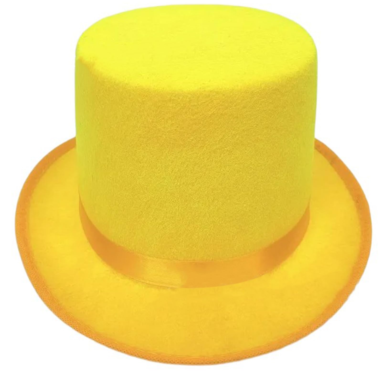 Sueale Unisex Yellow Roll Trim Top Hat For Female Male Stage Performances Gentleman Hat Theme Party Masquerades Dress Up Headwear Nonwoven Magicians For Stage Performers
