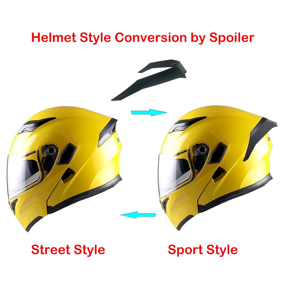 1Storm Motorcycle Modular Full Face Helmet Flip up Dual Visor Sun Shield: HB89 Glossy Yellow : Automotive